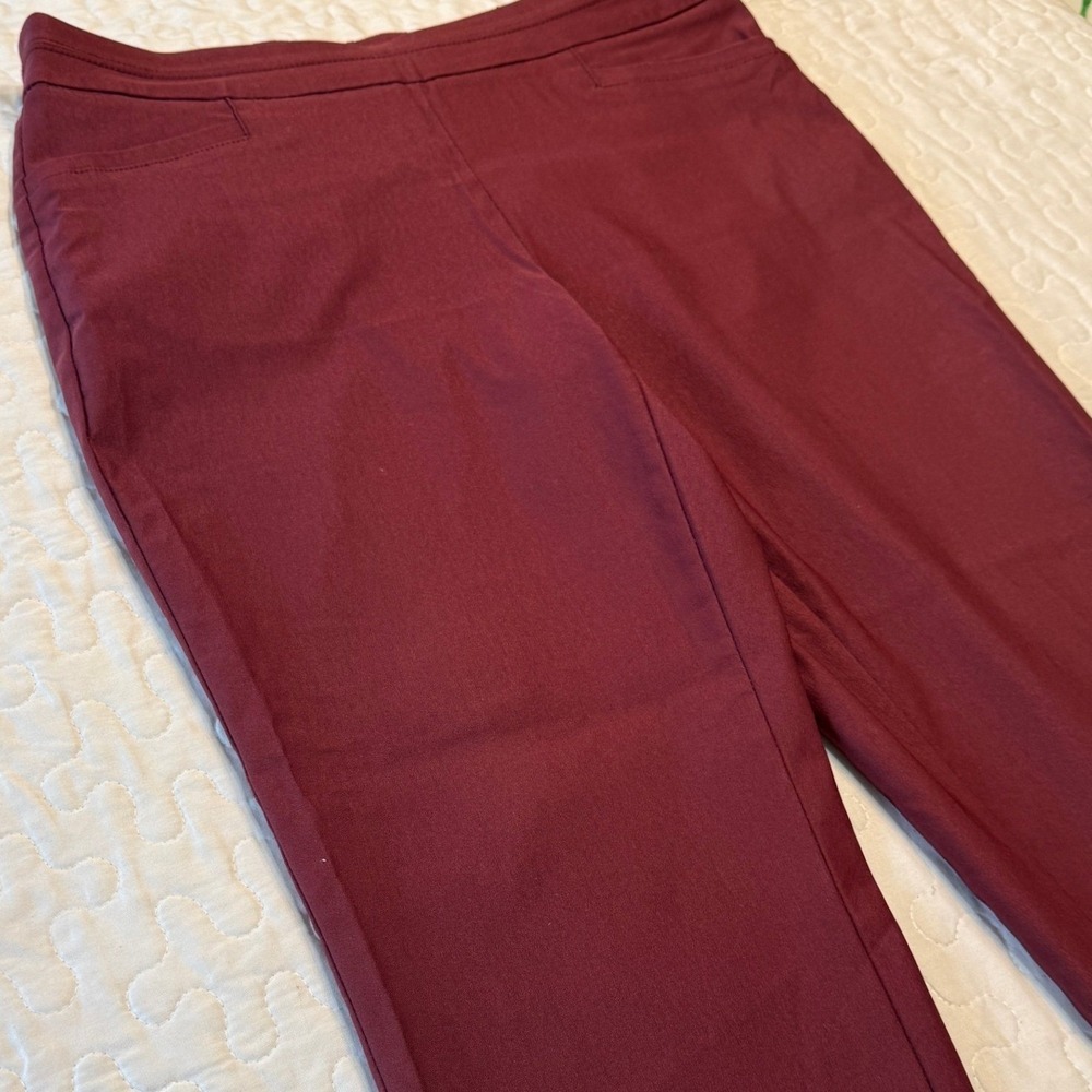 NWOT Women 10P Dress Pants Burgundy Stretch Straight Leg Petite PREPPY WORKWEAR